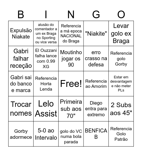 BRAGA Bingo Card