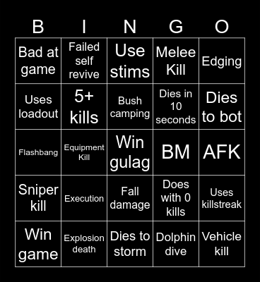 Warzone 2.0 bingo (Credits to: Big Puffer) Bingo Card