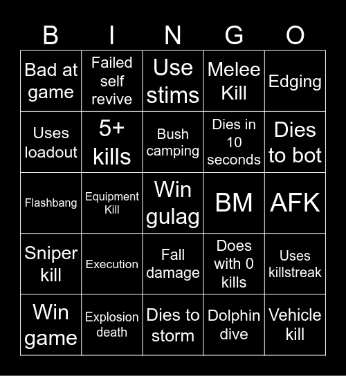 Warzone 2.0 bingo (Credits to: Big Puffer) Bingo Card