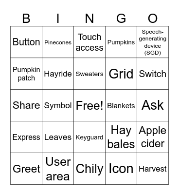 AAC and Fall Bingo Card