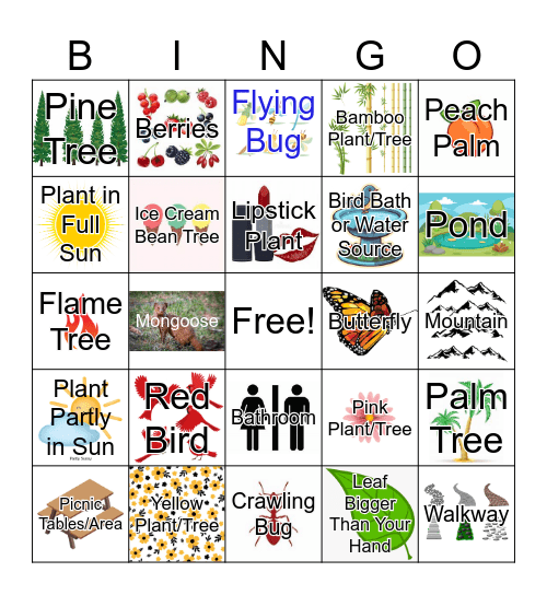 Botanical Garden Bingo Card