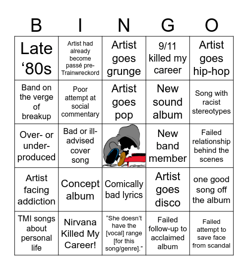 Trainwreckords Bingo Card