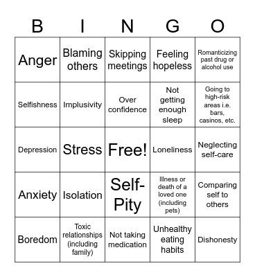 Warning Sign Bingo Card