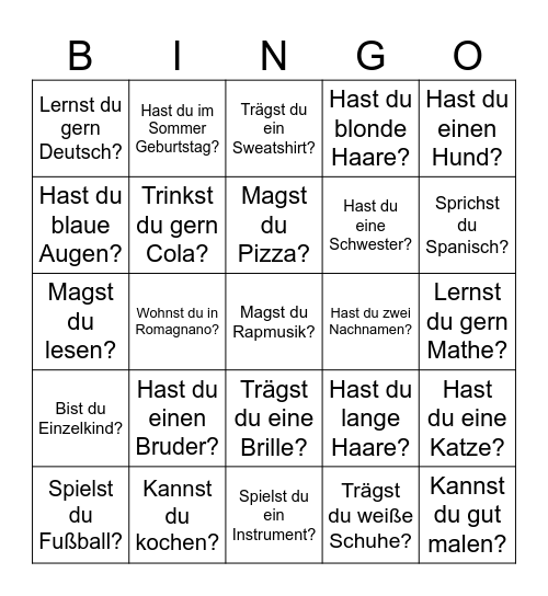 Meine Vorstellung Bingo Card
