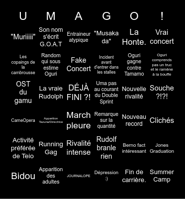 Files Juments qui courent Bingo Card