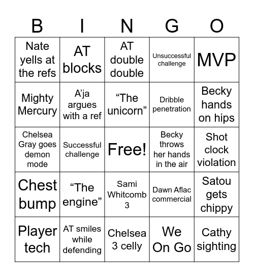WNBGAY FINALS Bingo Card