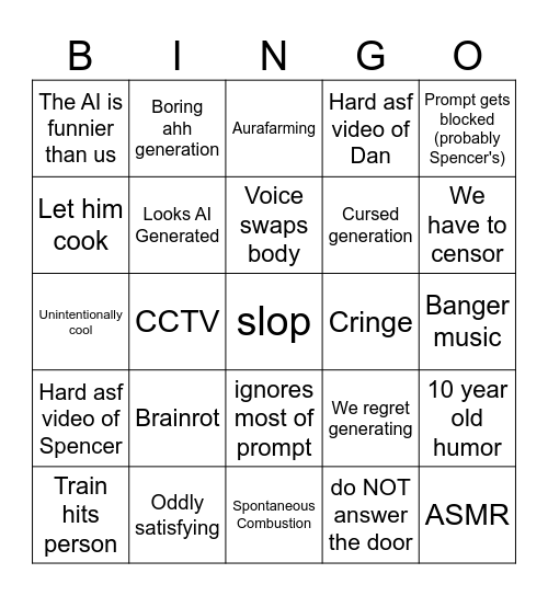 Sora 2 Bingo Card