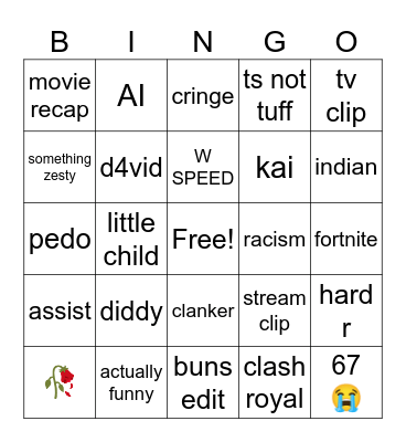 yt/tiktok bingo Card