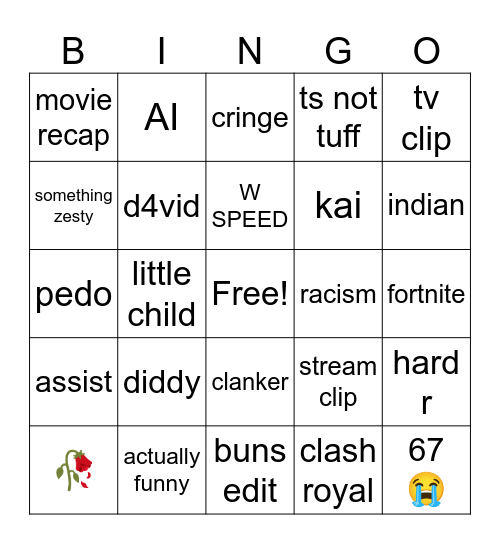 yt/tiktok bingo Card