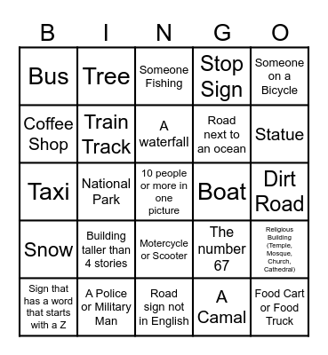 Google Maps Streetview Bingo Card