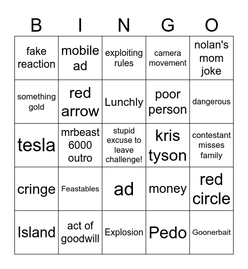 Beast Bingo Card