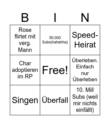 American RP mit Rose Bingo Card