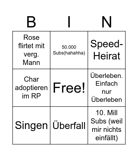 American RP mit Rose Bingo Card