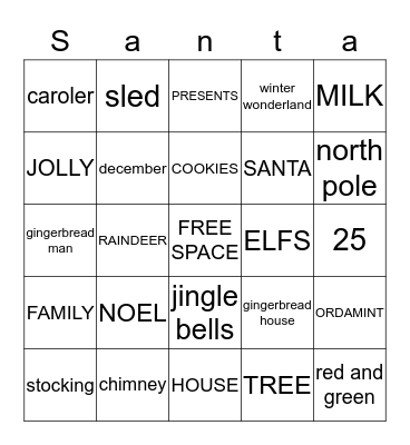 christmas bingo Card