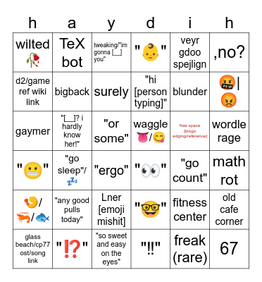 haydn Bingo Card