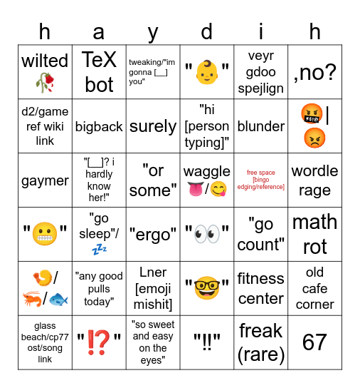 haydn Bingo Card