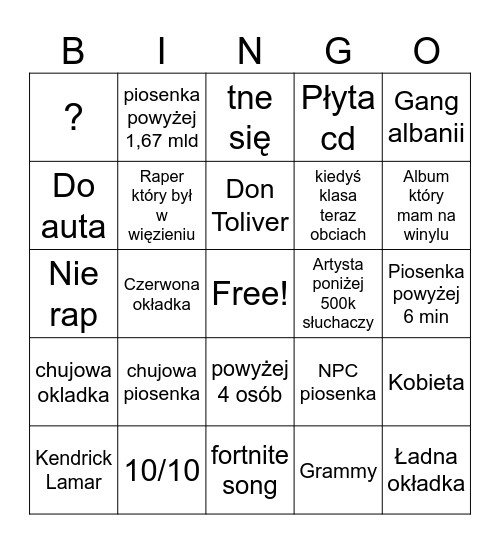 BINGO Card