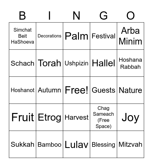 Sukkot Bingo Card