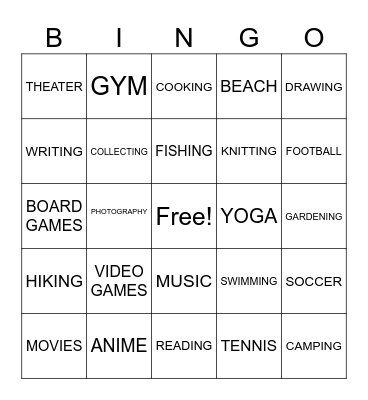 Meet & Mark Bingo Card