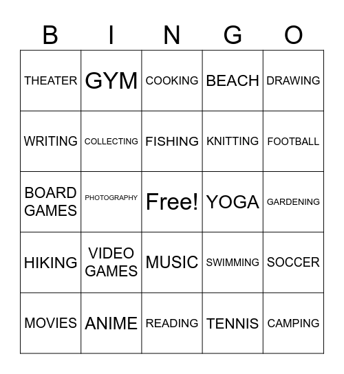 Meet & Mark Bingo Card