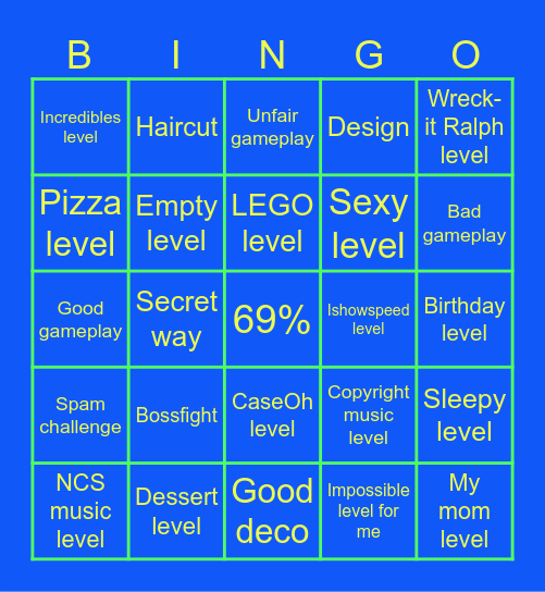 Geometry Dash Bingo Card