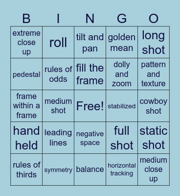 Film Night Bingo! Bingo Card