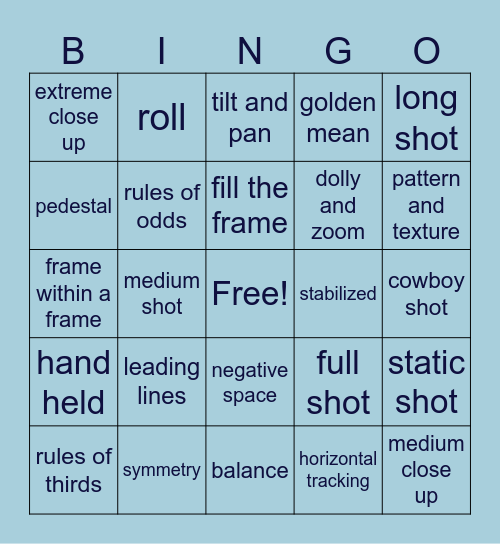 Film Night Bingo! Bingo Card