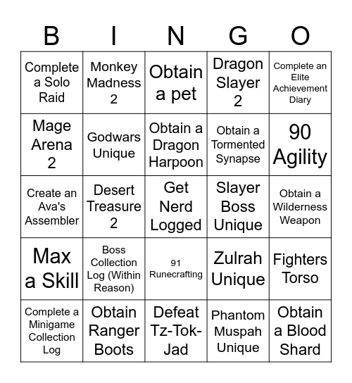 OSRS BINGO Card