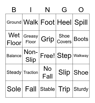 Non-Slip Shoe Bingo Card