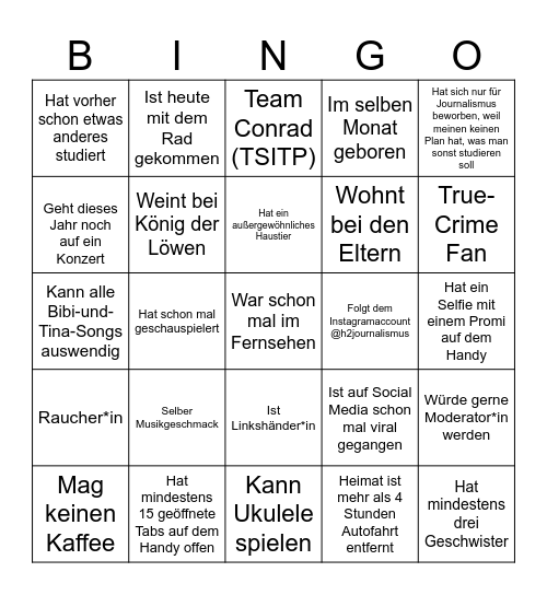 Kennenlern-Bingo Card