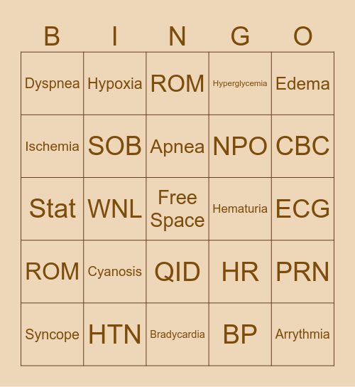 MED TERM BINGO Card
