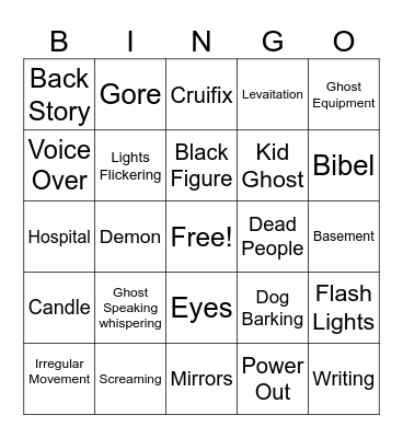 Horror Bingo Card