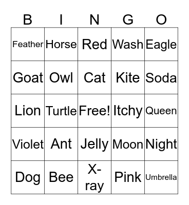 ABC Bingo Card