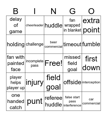 Football Bingo Card
