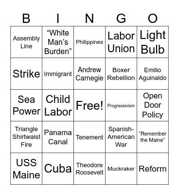 US II Bingo Card