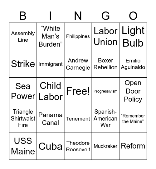 US II Bingo Card