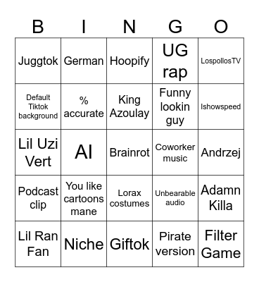 tiktok feed Bingo Card