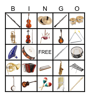 GUESS THE INSTRUMENT Bingo Card