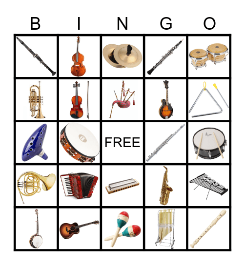 GUESS THE INSTRUMENT Bingo Card
