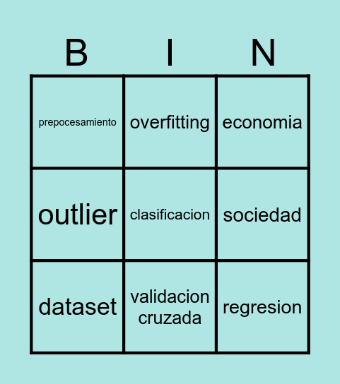 Mineria de datos Bingo Card