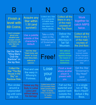 Super Starlight 64 Checklist Bingo Card