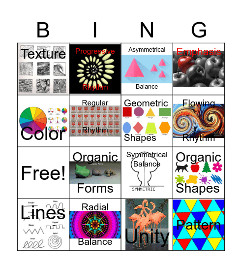 Elements & Principles Bingo Card