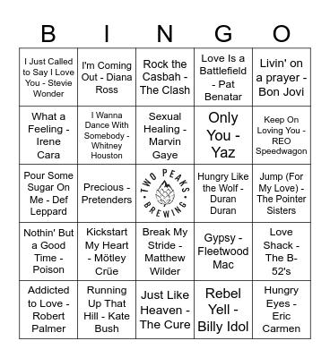 💖 80's Music Bingo #1 💖 Bingo Card