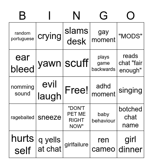 q bingo Card