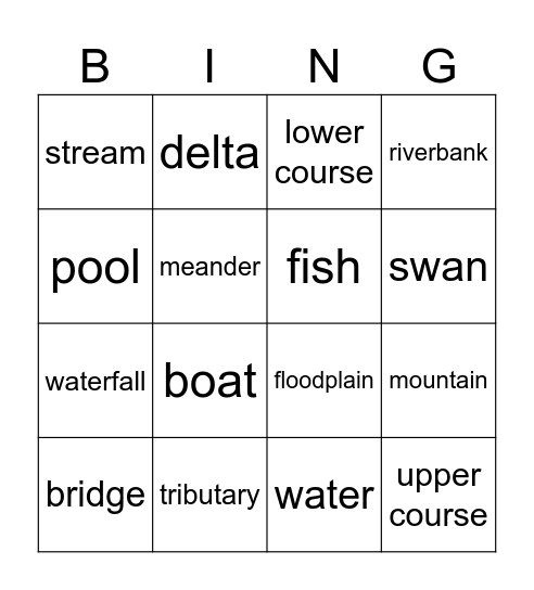 Rivers Bingo Card