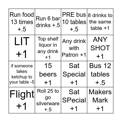 Super Saturday  Bingo Card