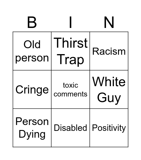 Insta Reels bingo Card