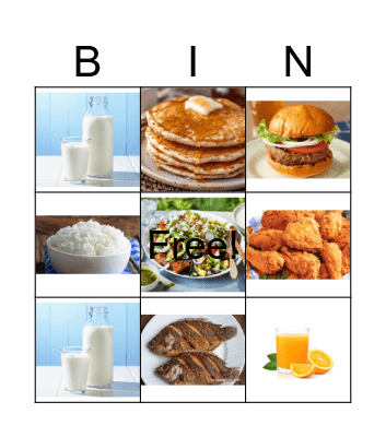 Food Bingo Card