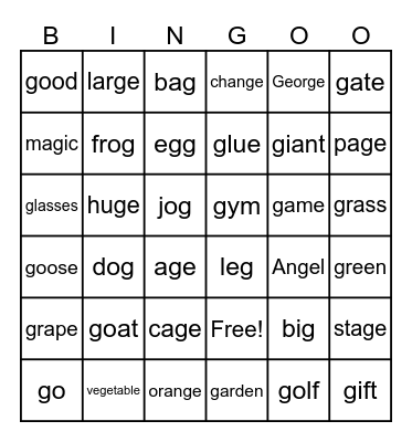 Phonics Bingo Card