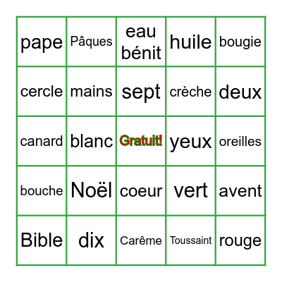 Joyeux Noël! Bingo Card